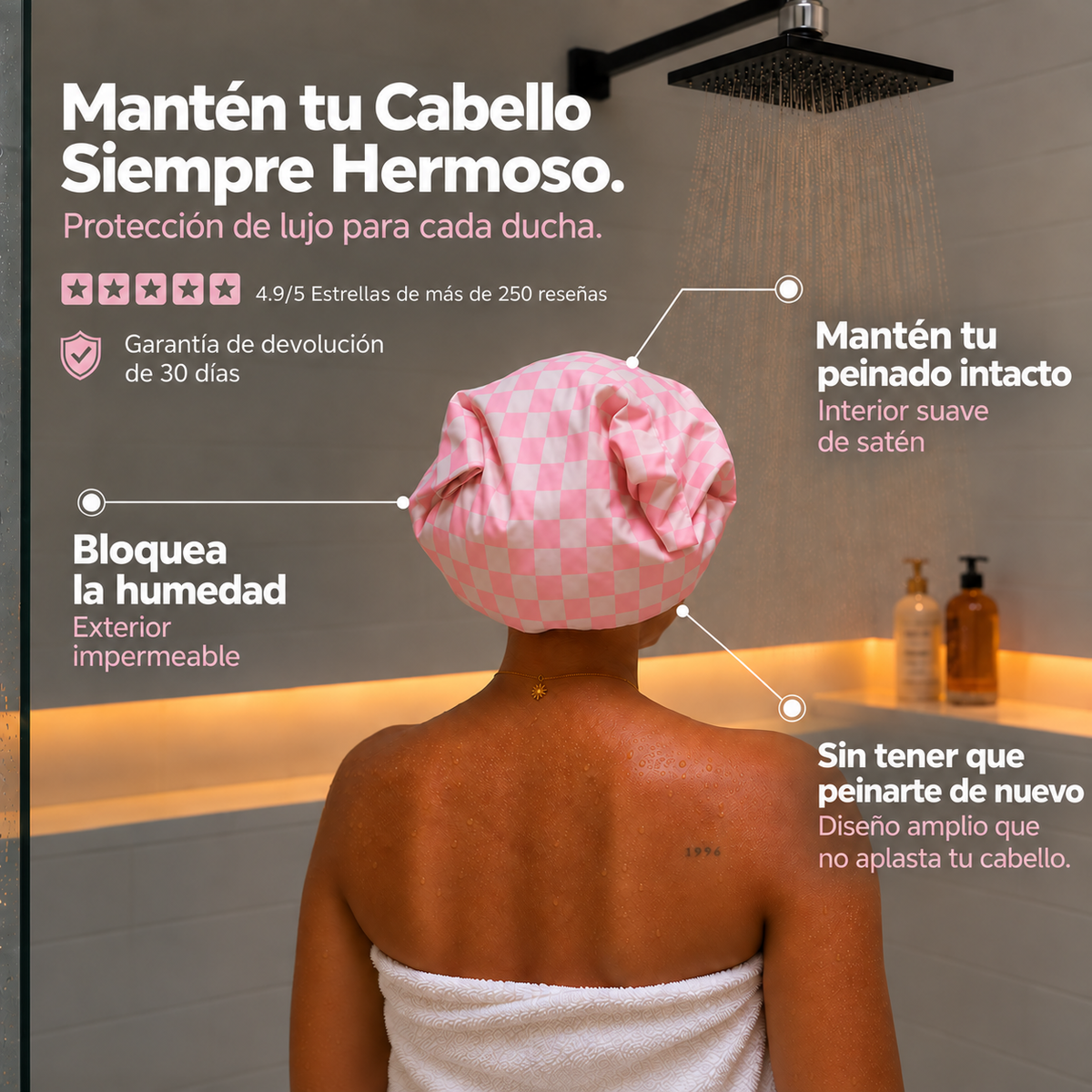 Gorro de Ducha Chili Vainilla | Anti-Frizz y Anti-Humedad